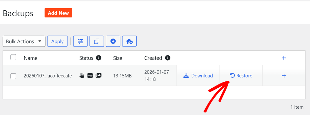 View and restore media files