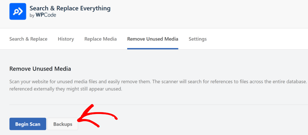 View unused image backups