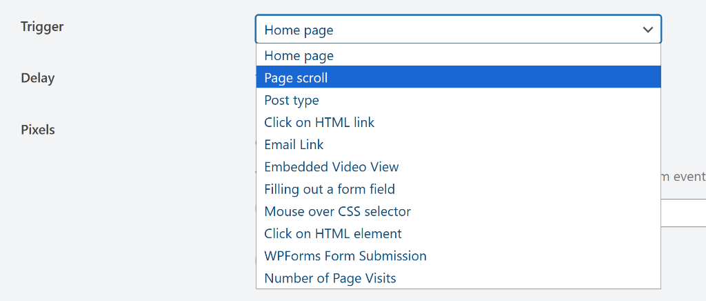 Custom event triggers