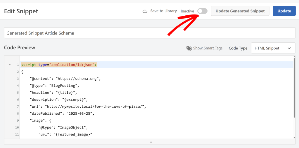 Activate schema code in editor