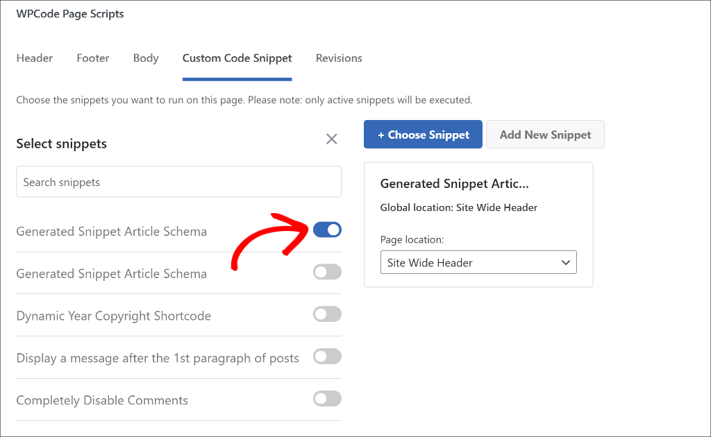 Activate your schema in page