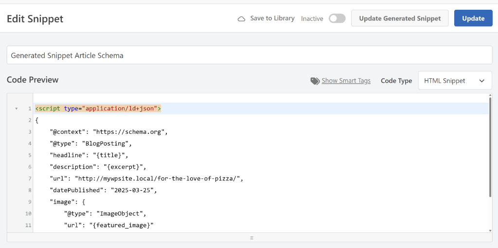 View schema code in editor