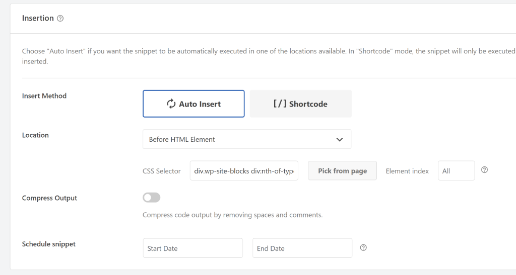 View the CSS selector field
