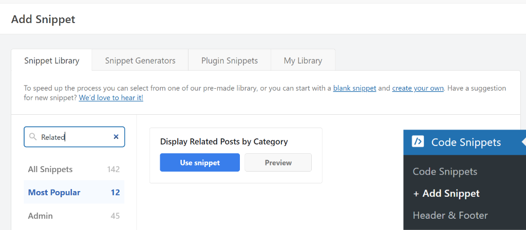 Add related posts snippet