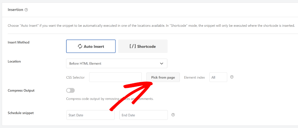 Click pick from page option