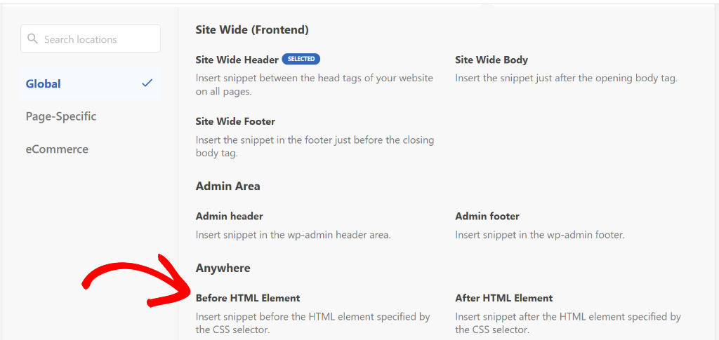 Select before HTML element option