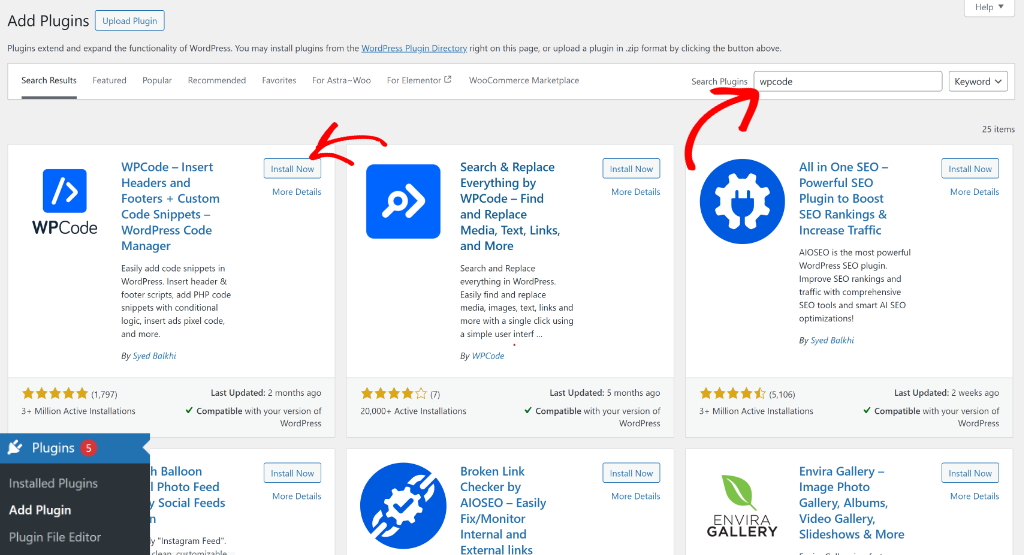 Install WPCode lite