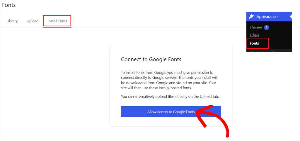 activate google fonts wordpress