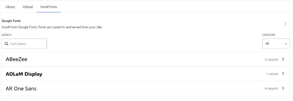 downloaded google fonts in wordpress
