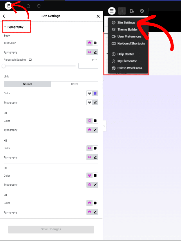 elementor change global fonts
