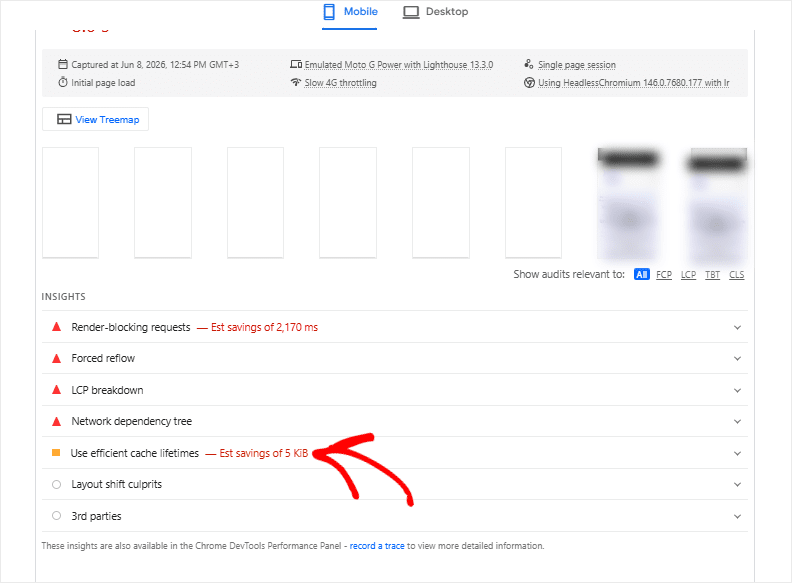 insights mobile vps site after optimization