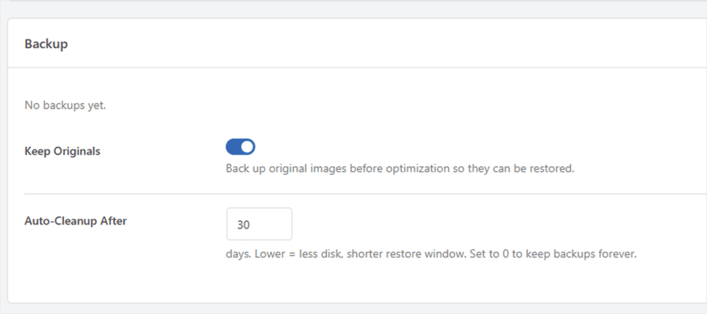 wpcode backup keep originals