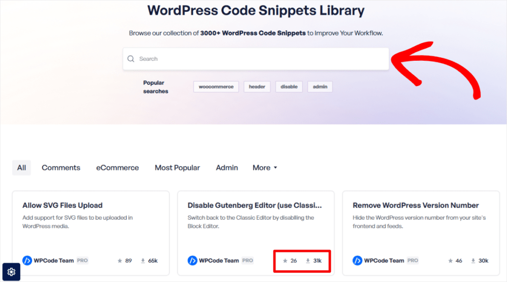 wpcode code library