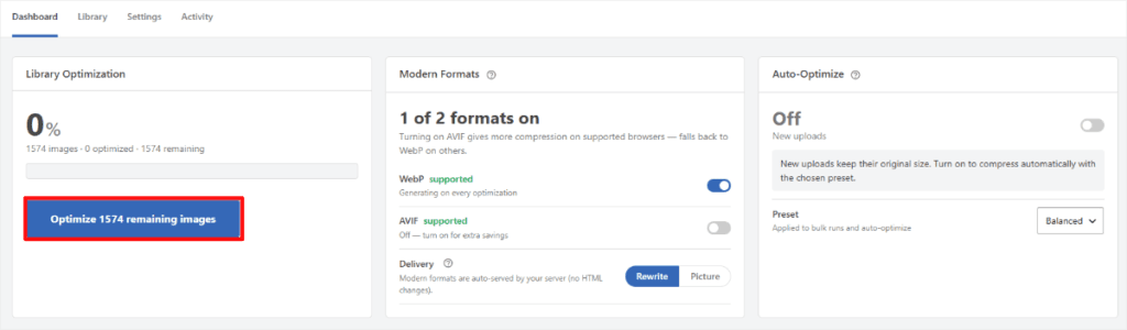 wpcode image optimizer click optimize