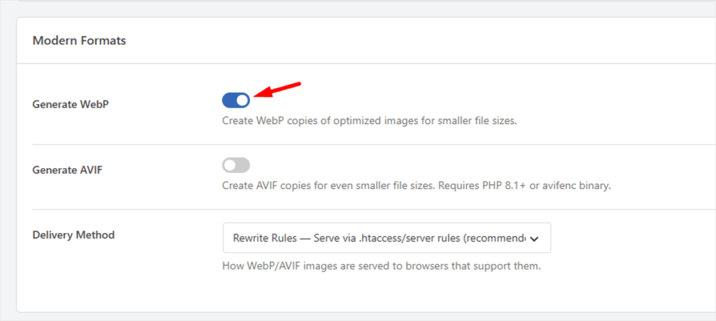 wpcode modern formats webp