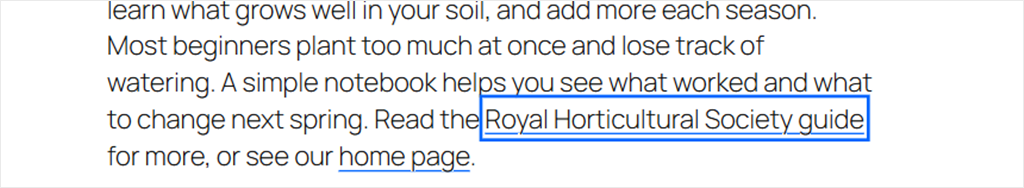 A link in a paragraph with a blue focus ring around it after pressing Tab