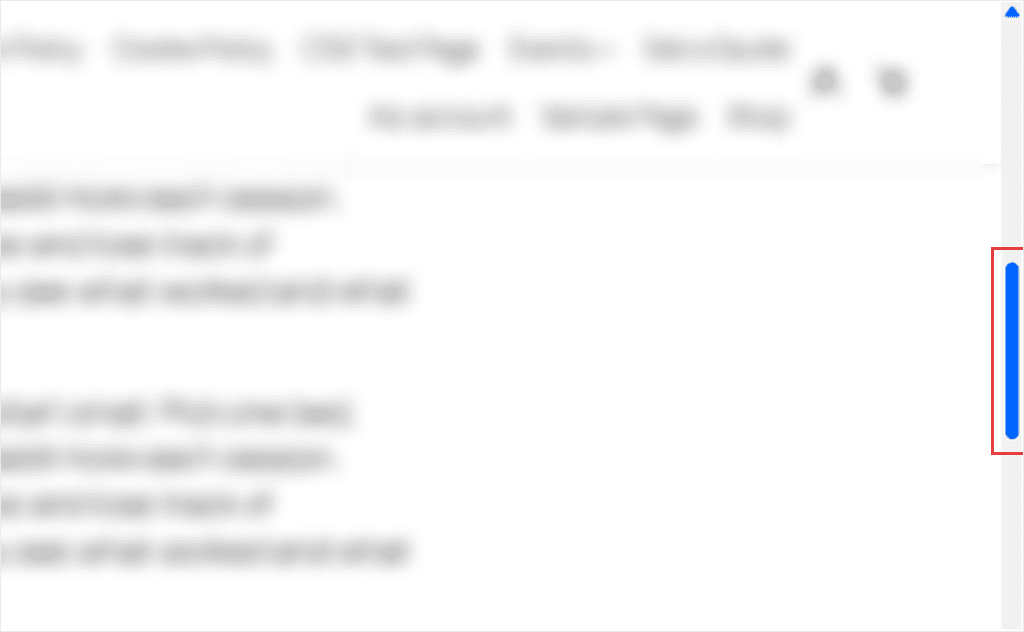 The right edge of a page with a blue scrollbar