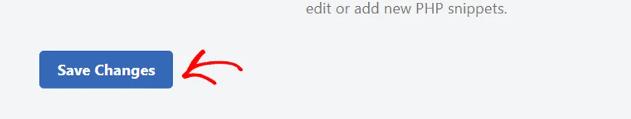 An arrow pointing at the Save Changes button at the bottom of the Access Control panel