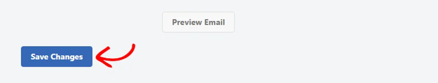 An arrow pointing at the Save Changes button at the bottom of the Error Handling tab