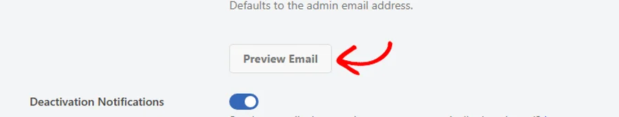 An arrow pointing at the Preview Email button below the Send To field