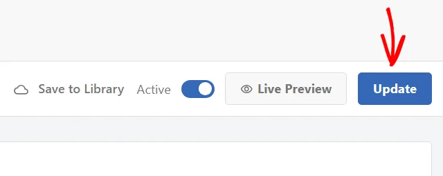The Update button at the top right of the WPCode snippet editor
